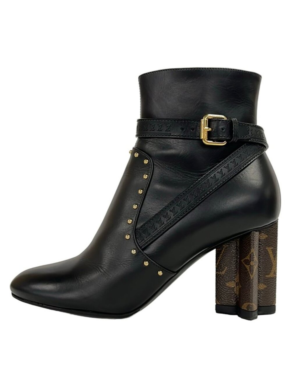 Louis Vuitton Short Boots Silhouette Line Ankle Black Monogram Leather